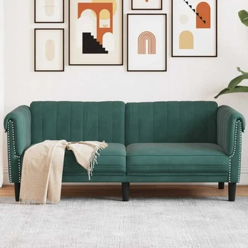 Dvivietė sofa, tamsiai žalios spalvos, aksomas
