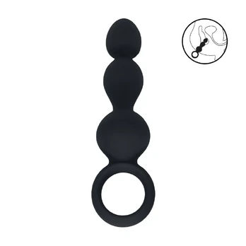 LEVELZ Beaded Silicone Probe with Safety Loop Black - Flexible Design