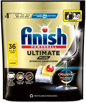 Indaplovių kapsulės FINISH Ultimate Plus Lemon, 36 vnt.