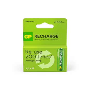 GP Battery GP Recharge Rechargeable Baterija, Size AA, 2100 mAh, 4-pack