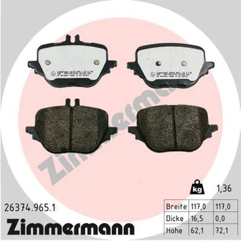 Stabdžių trinkelių rinkinys, diskinis stabdys ZIMMERMANN 26374.965.1