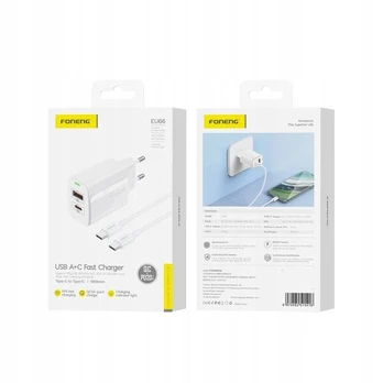 Pakrovėjas Foneng Eu66 Pd 20w, 1xusb-c, 1xusb Qc3.0, baltas