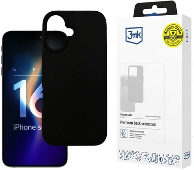 3MK Silikoninis dėklas iPhone 16 6.1" juoda/ juodas