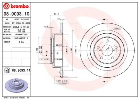 Stabdžių diskas BREMBO 08.9093.11