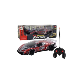 Lean Remote Controlled RC Sports Car 1:16 Scale Raudona Lights