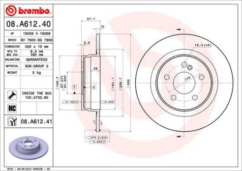Stabdžių diskas BREMBO 08.A612.41