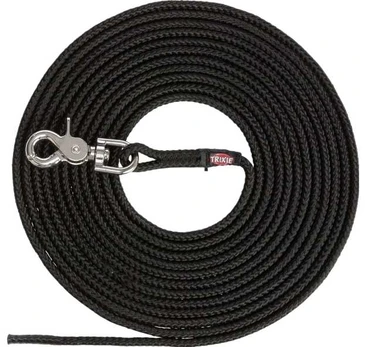 Trixie Tracking lead, trigger snap hook, round, S–L: 15m/ø6mm,juodas