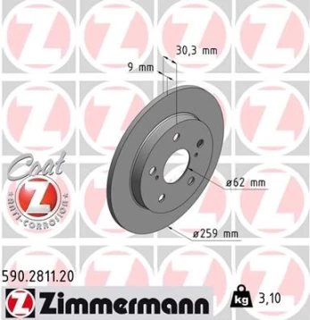 Stabdžių diskas ZIMMERMANN 590.2811.20