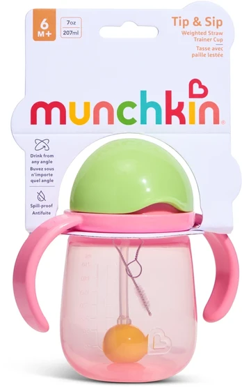 Munchkin - Tip & Sip Straw Trainer Cup - Rožinė - 207 ml