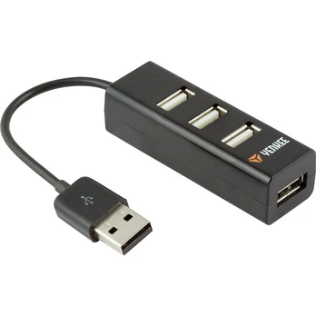 USB šakotuvas YENKEE YHB 4001BK, USB A - 3x USB 2.0, 0.1m, -