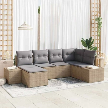 Sodo sofa komplektas 6 dalių Smėlio ir pilkos