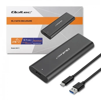 Qoltec 50312 saugojimo diskų korpusas SSD korpusas Juoda M.2