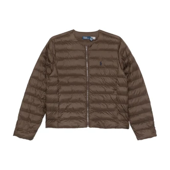 Pūkinė striukė moterims, Ruda, Woven-puffer-jacket