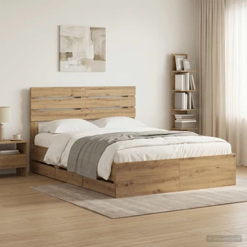 Lova Bed Frame with Storage and Headboard Artisan Oak 120 x 200 cm
