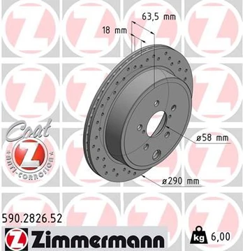 Stabdžių diskas ZIMMERMANN 590.2826.52