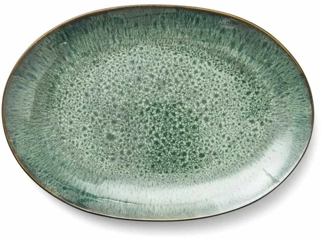 BITZ ovalus indas 36 x 25 cm, juodas/žalias