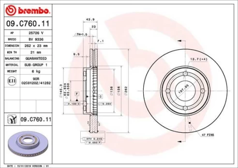 Stabdžių diskas BREMBO 09.C760.11
