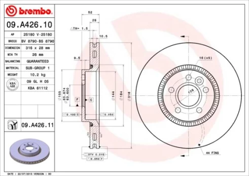 BREMBO 09.A426.11 Brake Disc