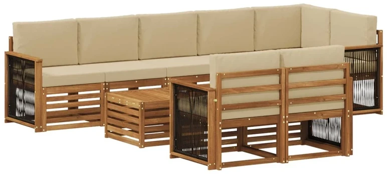 Lauko sofos komplektas 8 vnt. Natūrali
