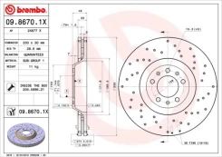 Stabdžių diskas BREMBO 09.8670.1X kaina