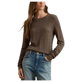 Megztinis moterims, Smėlio, Shavonne long sleeve pullover
