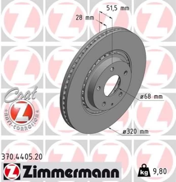 Stabdžių diskas ZIMMERMANN 370.4405.20