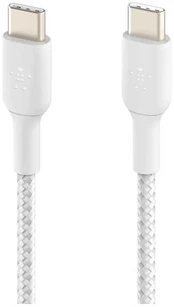 Belkin USB-C TO USB-C BRAIDED PVC/Baltas 1M TWIN PACK kaina