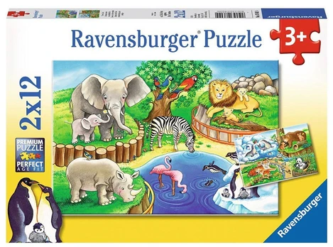 2x12 Animals at the Zoo - RAVENSBURGER dėlionė