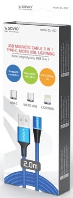 Įkroviklis Elmak CL-157, USB Type C/Lightning/Micro USB/USB, 2 m, mėlyna kaina