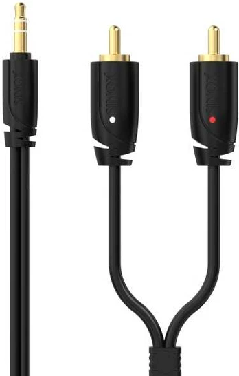 Laikiklis Sinox PRO 3,5mm mini jack til phono kabelis. 5m. Sort