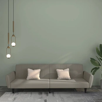Dvivietė sofa-lova, šviesiai pilkos spalvos, aksomas