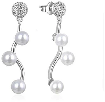 Moiss Elegant sidabrinis auskarai su cirkoniais ir sintetiniais perlais E0003098