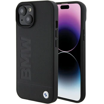 Dėklas BWM Leather Hot Stamp iPhone 15 Plus - Juodas