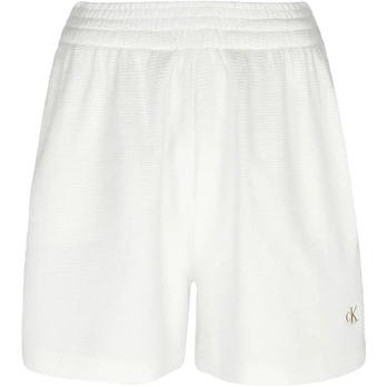 Šortai moterims, Balta, Waffle loose shorts