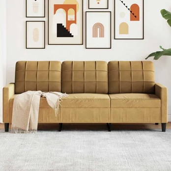 Trivietė sofa, rudos spalvos, 180cm, aksomas