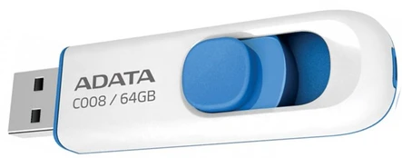 USB raktas ADATA C008 64GB USB 2.0 White/Blue