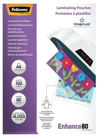 Laminavimo plėvelė Fellowes Laminating Pouch PREMIUM A4, Clear
