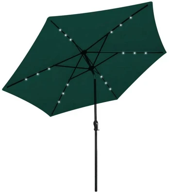 LED lauko skėtis, konsolės formos, 3 m, žalias