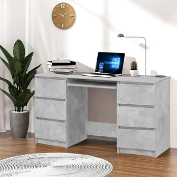 Rašomasis stalas, betono pilkos spalvos, 140x50x77cm, MDP