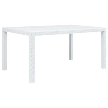 Sodo stalas, baltos sp., 150x90x72 cm, plastikas, rat. imit.