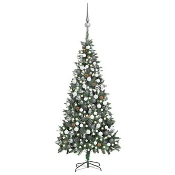 Dirbtinė Kalėdų eglutė su LED/žaisliukais/kankorėžiais, 210 cm