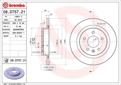 BREMBO 08.D757.21 Brake Disc kaina