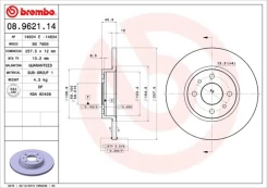 BREMBO 08.9621.14 Brake Disc kaina