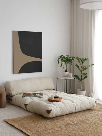 CREAM 2 vietų sofa-lova Fold Teddy 2 - Kreminis