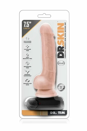 Dr. Skin Dr. Tim 7.5" Vibrating Model with Suction Cup, Beige
