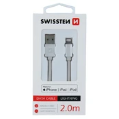 Laidas Swissten, USB/Apple Lightning, 2 m, sidabro kaina