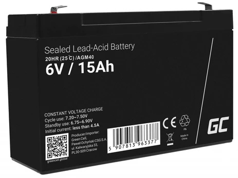 GREENCELL battery AGM VRLA 6V 15Ah | AGM40