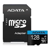 Atm.kort. ADATA 128GB MICROSDHC CLASS10-adapt. AUSDX128GUICL10A1-RA1 kaina