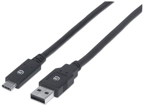 Laidas Manhattan USB To USB Type-C USB, USB Type-C, 2 m, juoda