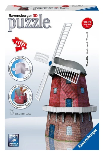 3D dėlionė Ravensburger Windmill 12563, 27.4 cm x 19.5 cm